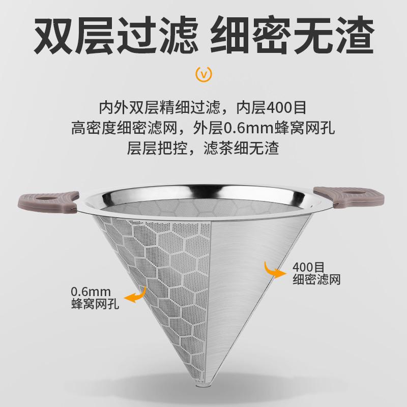 奶茶店专用304不锈钢奶茶桶双耳茶叶过滤网滤茶器大号超细网茶漏