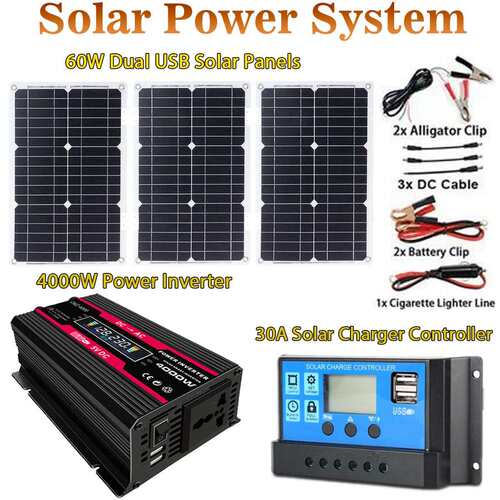 跨境太阳能系统套装300W12V220V/110V+60W18V太阳能板+30A控制器
