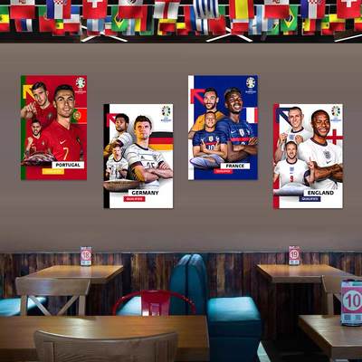 2024欧洲杯球星宣传海报壁纸墙贴纸主题足球明星酒吧店内装饰物料