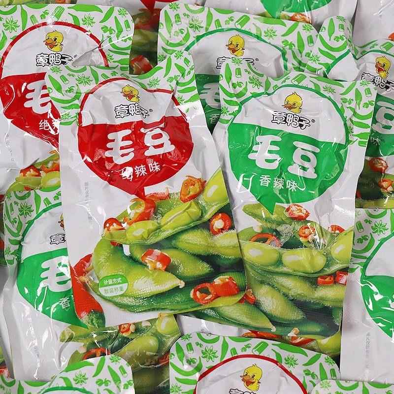 章鸭子毛豆香辣绝辣味麻辣小吃办公室休闲零食卤味下饭菜熟食散装