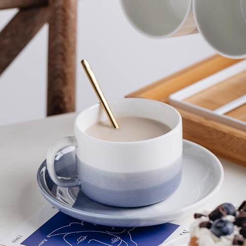 陶瓷咖啡杯碟北欧家用杯子套装小奢华下午茶茶杯早餐杯牛奶燕麦杯