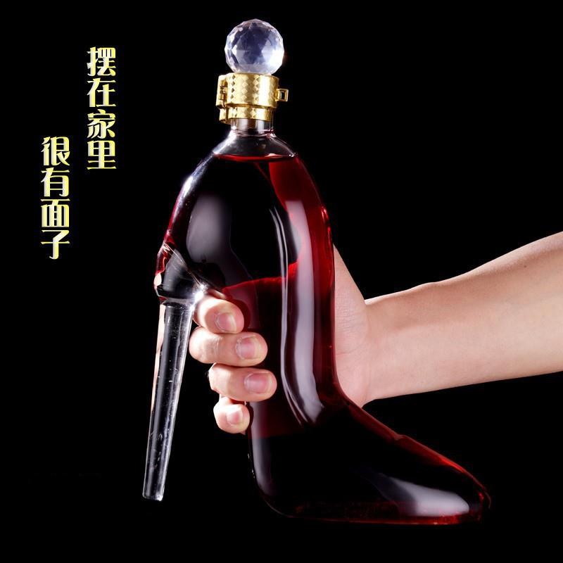 新款直销高跟鞋泡酒玻璃瓶密封罐创意空瓶泡人参泡酒器红酒瓶