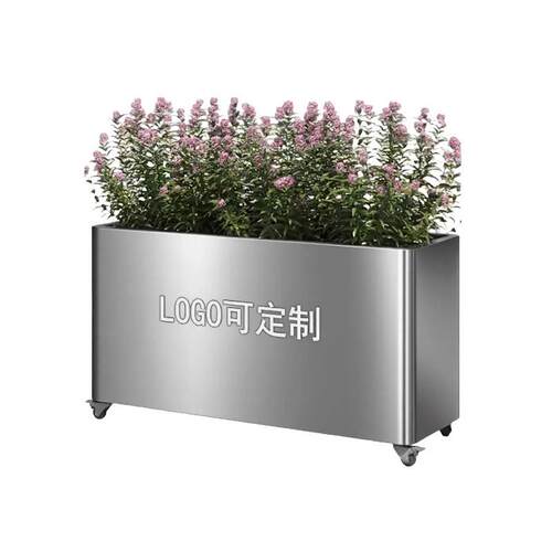 户外不锈钢花箱铁艺花槽商业街花架组合广场外摆移动花坛树箱室外