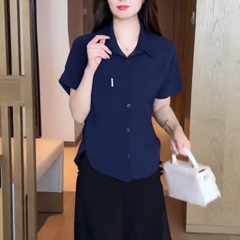 夏季女款短袖衬衫女2025年新款韩版休闲 宽松百搭洋派女士爆款上
