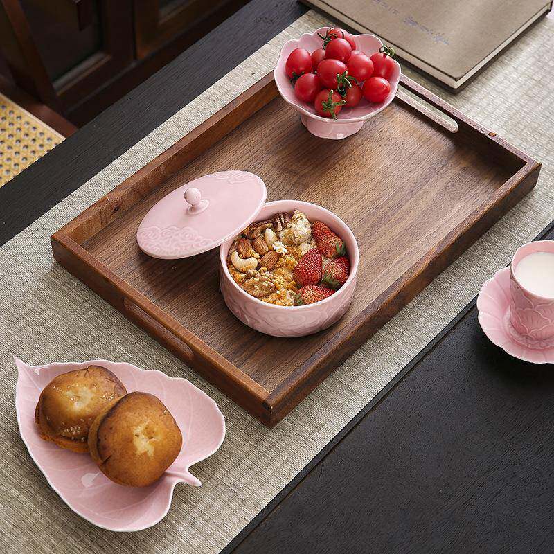 陶瓷中式茶点盘水果拼盘套装一人食餐具带托盘收纳高颜值情侣双人