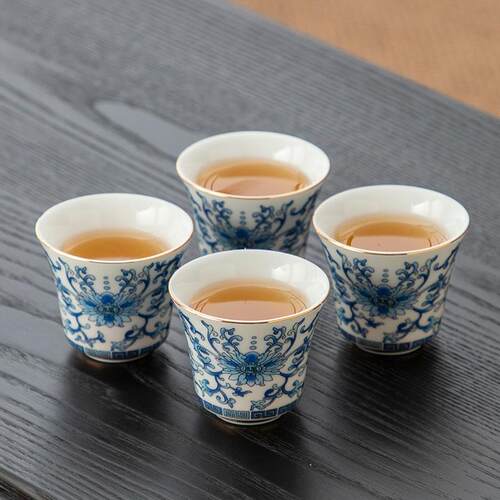 高档轻奢礼高档青花整瓷功夫茶具套装一套家用花盒装全套繁珐琅彩