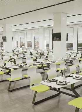 学校连体食STCZ-669餐堂桌椅快餐店商用餐厂单位企业员工早厅学生