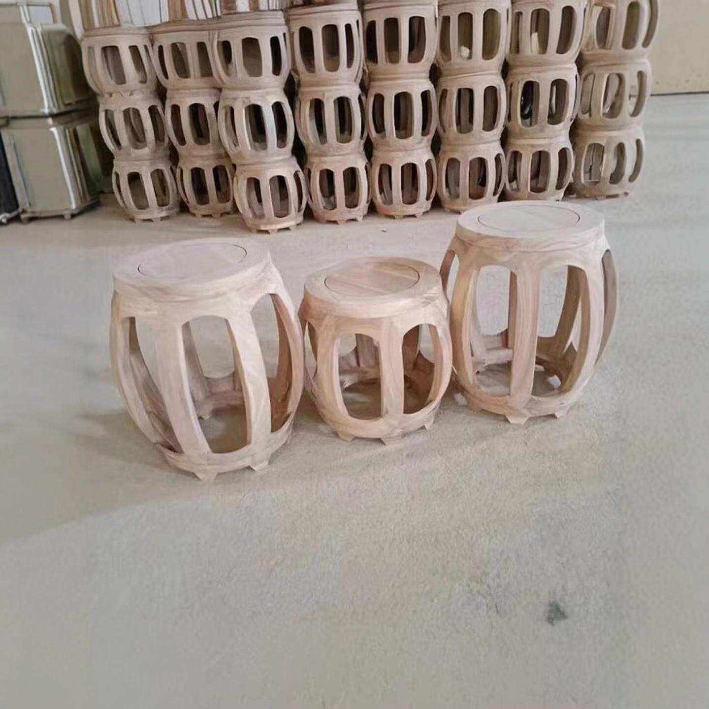 老榆木实木鼓墩新中式明清彷古琴凳古筝凳坐墩矮凳鼓凳餐桌圆凳子