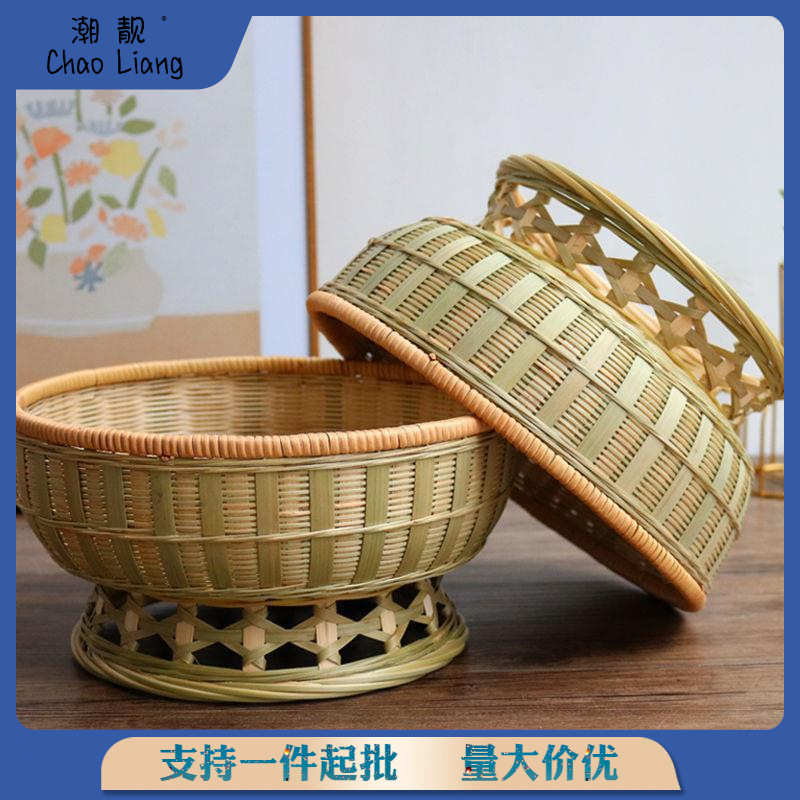 馒头筐家用竹编馍水果篮子小竹篮厨房收纳果盘菜筐点心篮厂家批发