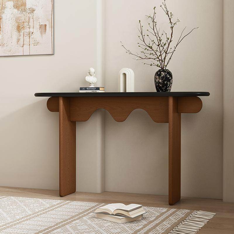 中古实木玄关台现代简约风拼色入户玄关桌装饰台端景台新中式条案