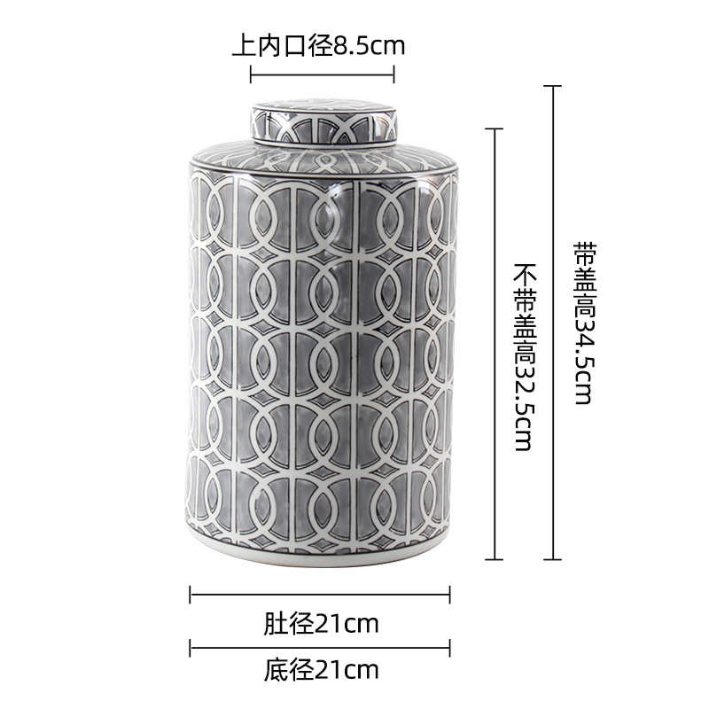 罐瓷罐下彩陶水培陶家居装饰景德镇釉青花瓷陶可瓷罐圆柱瓷罐摆件