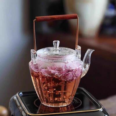 耐热玻璃茶壶钻石提梁煮查壶家用泡茶壶围炉黑晶炉烧水壶煮茶器