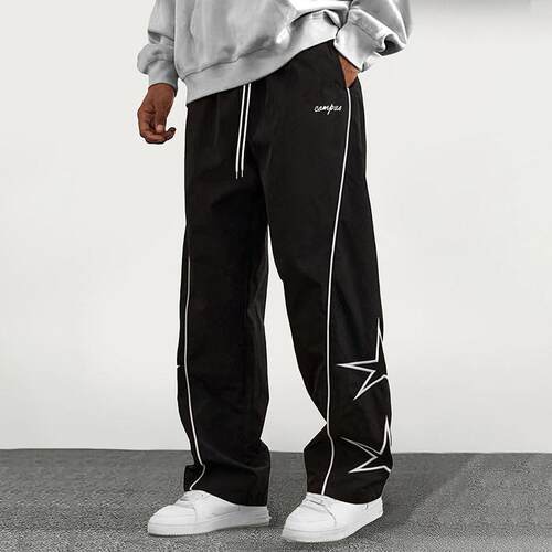 Men's Regular Fit Solid Patched Straight Leg High Quality