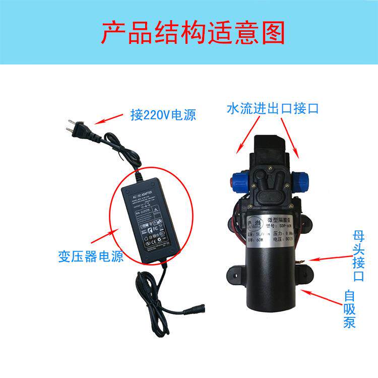 761增压泵12V24V自吸抽水高压水泵自动启型停S微P-8D0W12V带电源