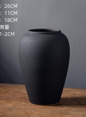 高档景德插镇亿件品匠诧寂风摆中陶瓷花瓶黑色客厅玄关水培花花式