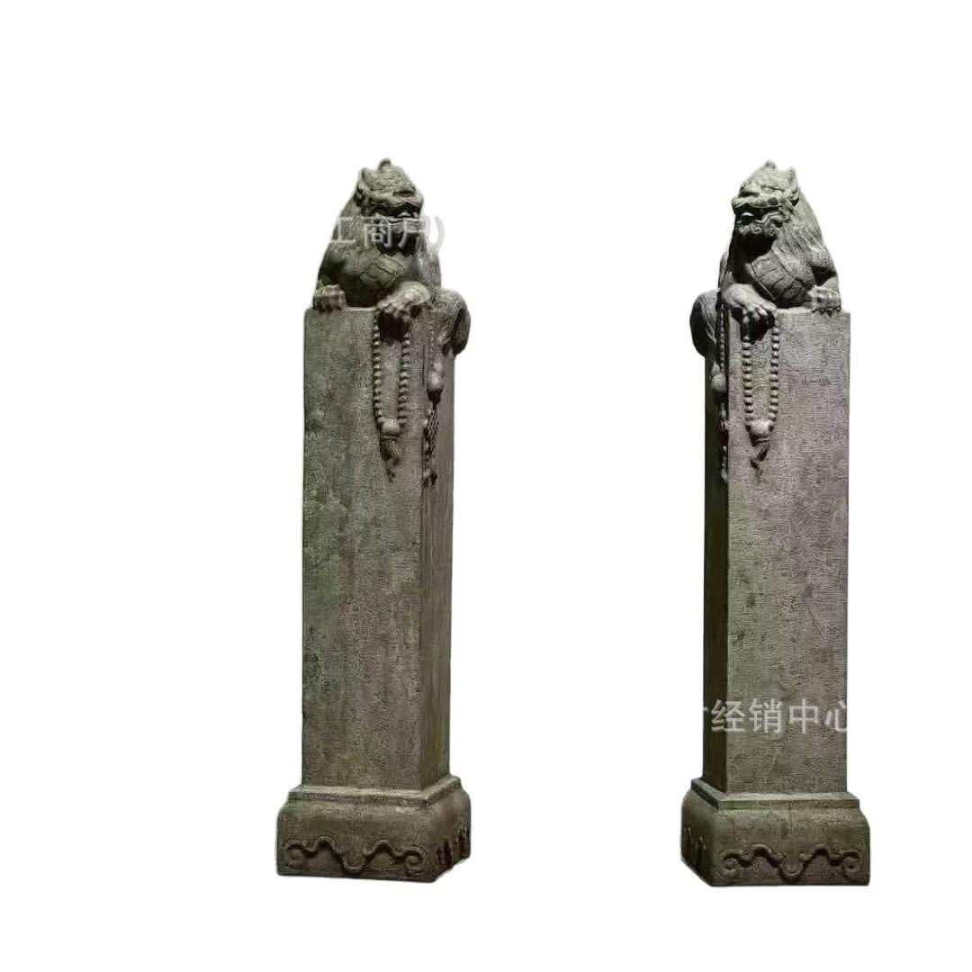 厂家青石拴马桩园林石雕仿古喜狮栓马桩石柱酒店庭院公园装饰摆件