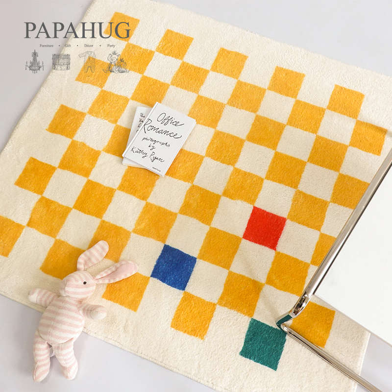 PAPAHUG儿童地毯棋盘格客厅卧室床边游戏柔软加厚可爱宝宝爬行垫