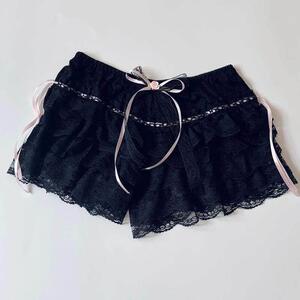 Cottage Coquette Y2K 00s Vintage Shorts Women Kawaii Lace Tr
