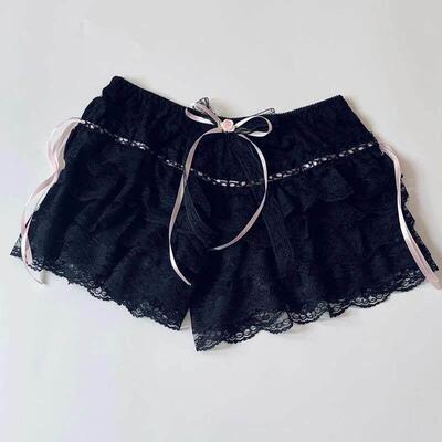 Cottage Coquette Y2K 00s Vintage Shorts Women Kawaii Lace Tr