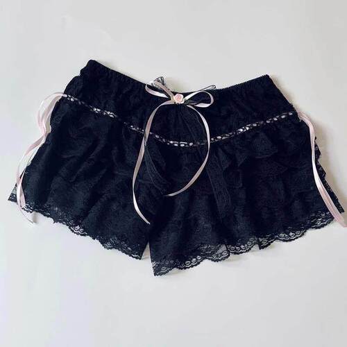 Cottage Coquette Y2K 00s Vintage Shorts Women Kawaii Lace Tr