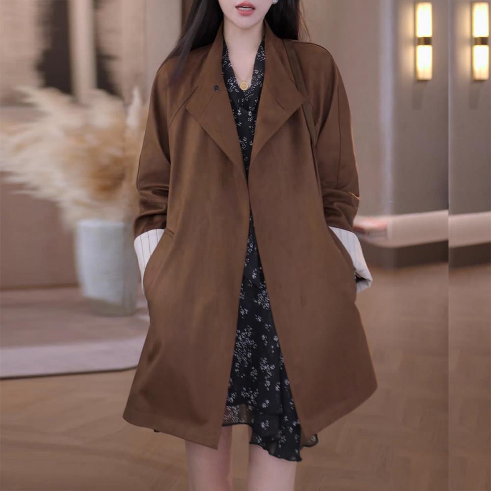欧洲站法式覆古高级感风衣女2025秋新款显瘦设计感宽松中长款上衣