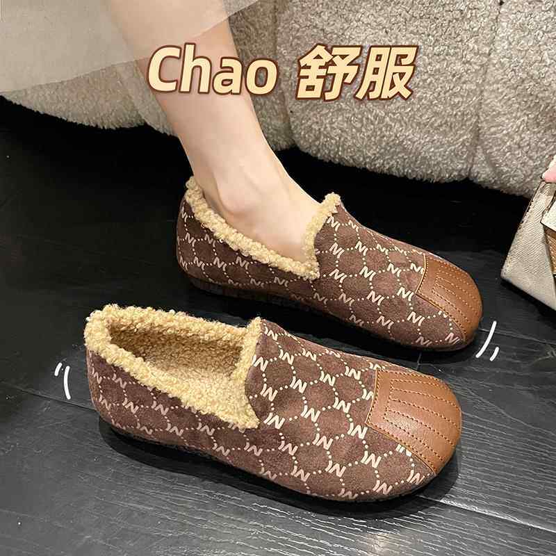 正品2024冬季款女脚鞋新妈妈鞋软冬款加绒保暖棉鞋一蹬底舒适豆豆