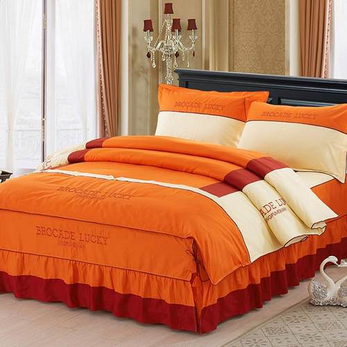 正品欧被套高档m床款床罩式纯棉四件式简约全棉1.5m1.裙北8m2床上