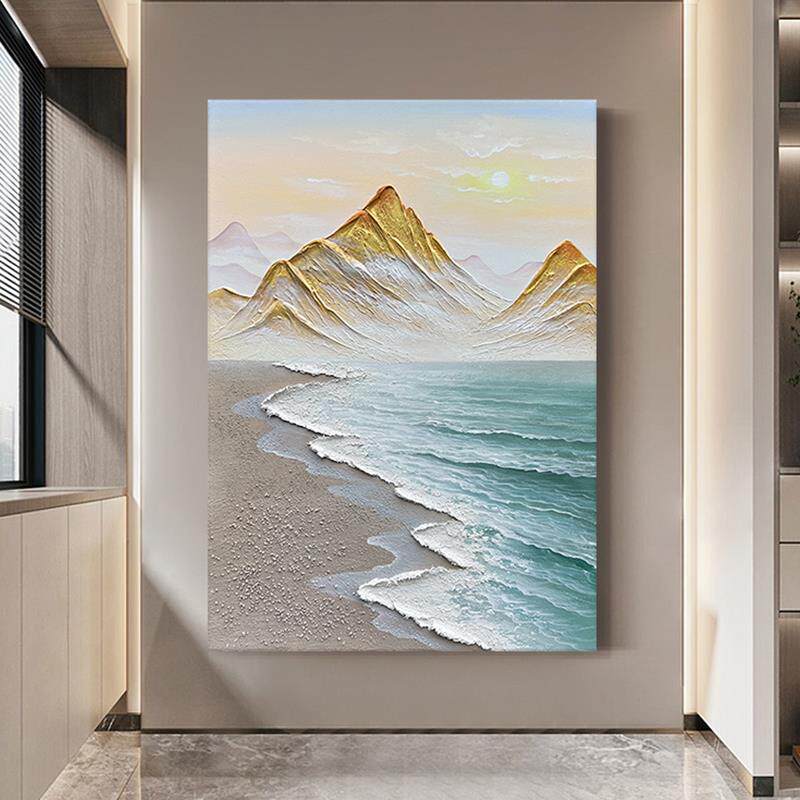 网红.原客创《山傍水》轻厅理沙发装饰画玄关手依绘奢肌挂画