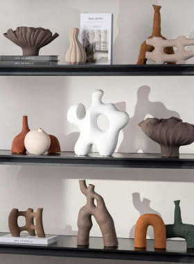 艺贝子高级感几何陶瓷酒柜装饰品侘寂风民宿客厅开放格软装摆件