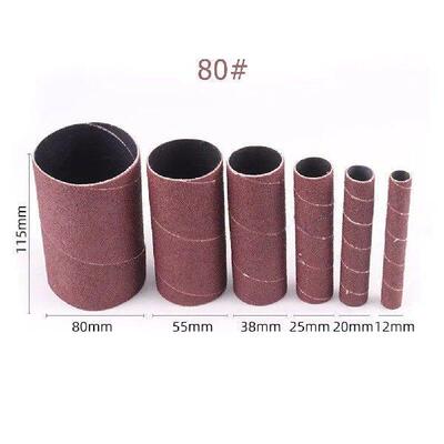 6pcs 115mm Height 12-80mm 80/120Grit Sanding Drum Sleeves