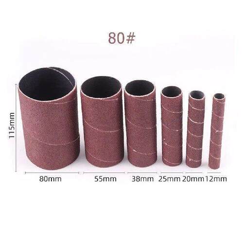 6pcs 115mm Height 12-80mm 80/120Grit Sanding Drum Sleeves