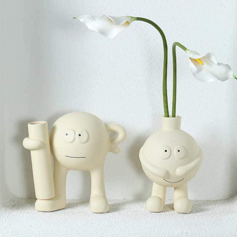 创意奶油风格陶瓷花瓶摆件 ins玄关客厅电视柜桌面装饰品可爱花器,家居饰品,花瓶,淘宝优惠券,粉丝福利购,淘宝优惠卷