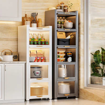 夹缝收纳柜厨房置物架超窄边落地多层多功能厨房客厅缝隙置物架子