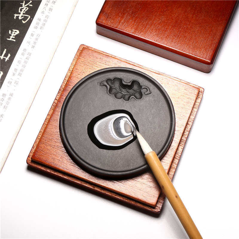 安徽歙砚天然原石砚台 大业有成 书法绘画可磨墨可墨汁便携文房端