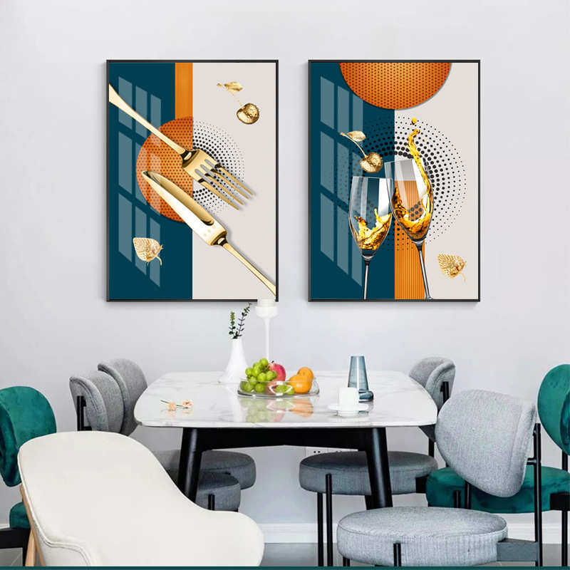 客厅装饰画现代简约沙发背景墙餐具双联晶瓷壁画卧室床头走廊挂画