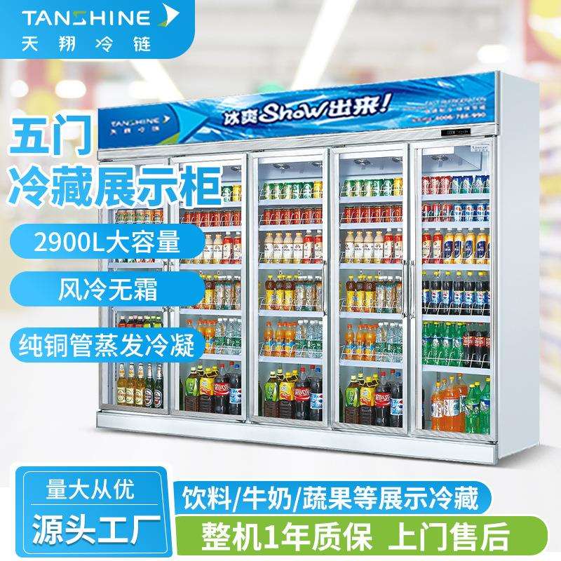 天翔冷链送货到店五门商用饮料柜超市便利店冷柜风冷保鲜柜冰箱