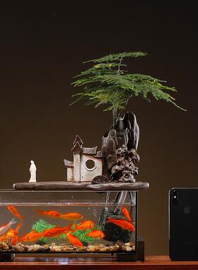 流水摆件循环水鱼缸室内办公室装饰高山流水景观开业礼品