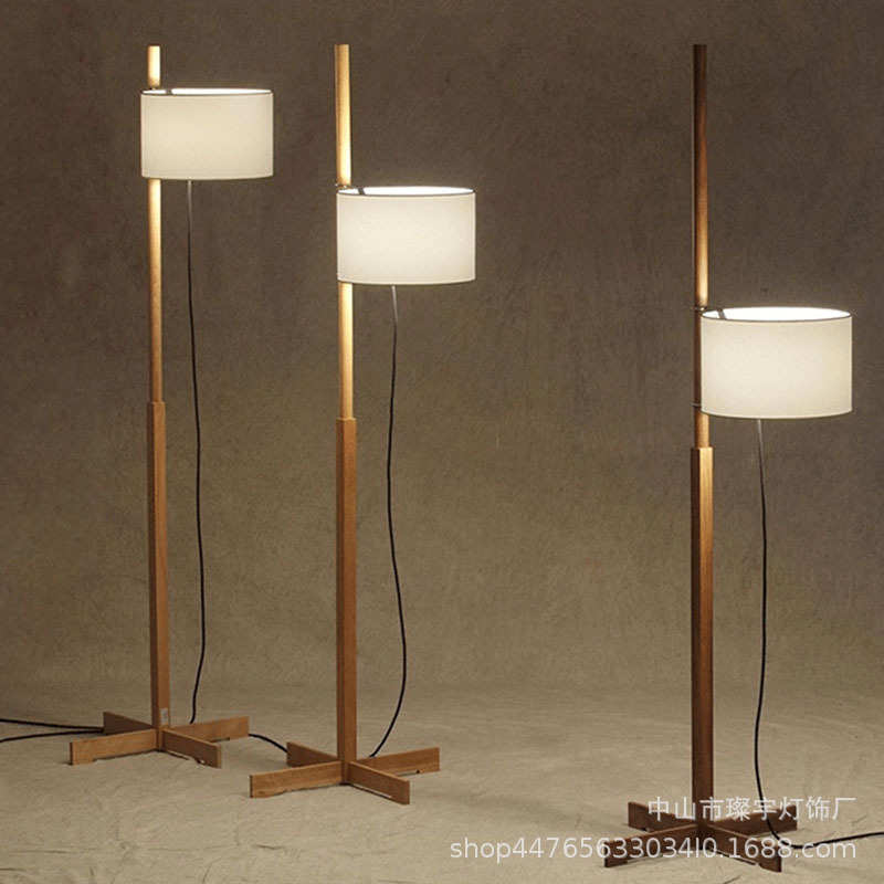 复古木艺落地灯卧室客厅图书房酒店别墅沙发旁装饰可调节立式地灯
