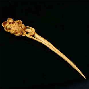 黄杨木雕刻手工艺品复古头饰中国风原木盘古代原木发簪子发钗饰品