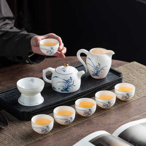 玩物尚置高档羊脂玉瓷功夫茶具套装中式家用陶瓷茶壶茶杯泡茶专用