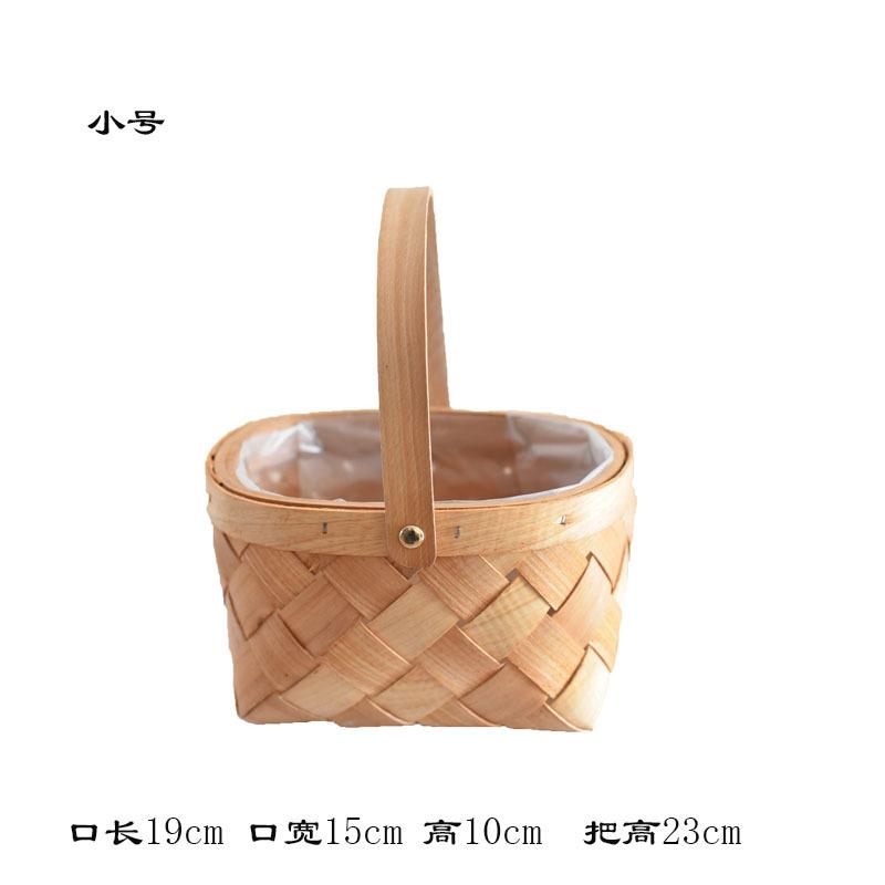 装饰品花篮花篮木片藤编竹篮摆件