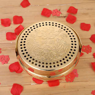 纯黄铜火冲结婚乔迁新居铜火炉结婚旺盆陪嫁取暖铜脚炉子