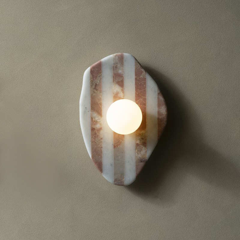 北欧轻奢设计师天然大理石客厅壁灯创意侘寂风酒店卧室床头氛围灯