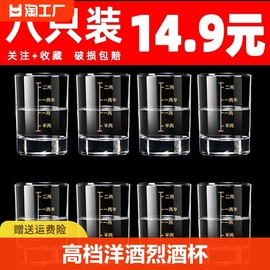 钢化玻璃一两二两白酒杯(白酒杯)带刻度酒杯家用酒具，套装高档烈酒杯两杯