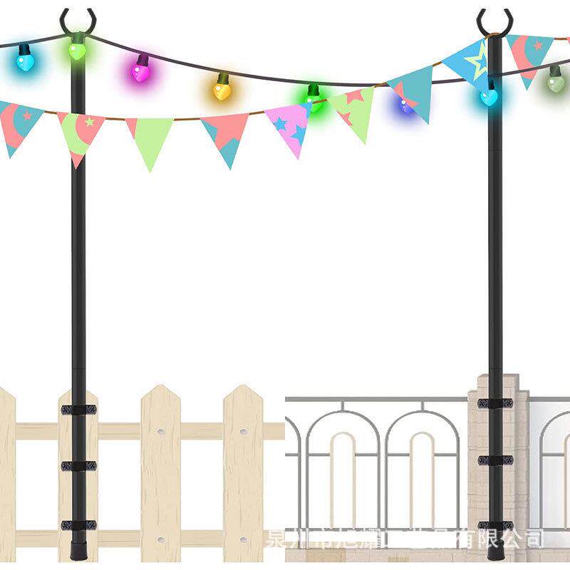 户外庭院灯串杆电线支撑杆露台装饰铁艺灯串支架室外灯笼气球挂杆