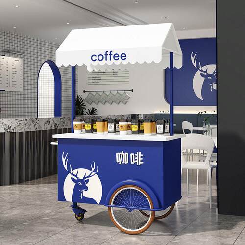 铁艺摆摊小推车移动咖啡奶茶店展示促销车商用户外花车集市贩卖车