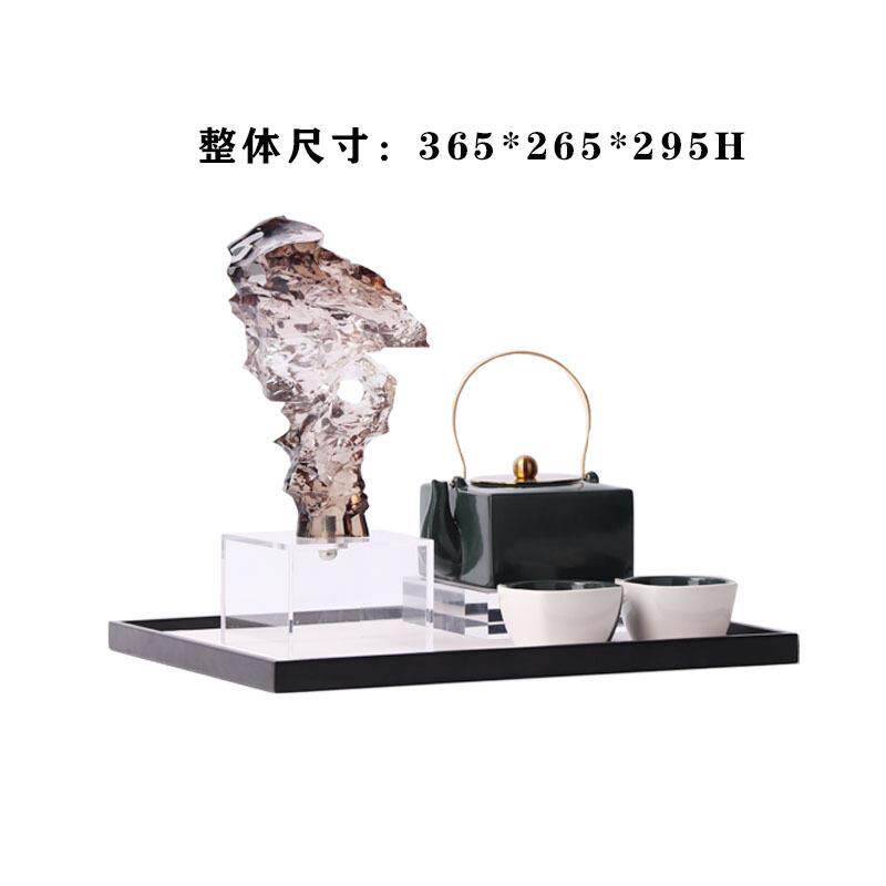 创意新中式禅意陶瓷茶具金属托盘套装组合桌面摆件博古架书房摆设