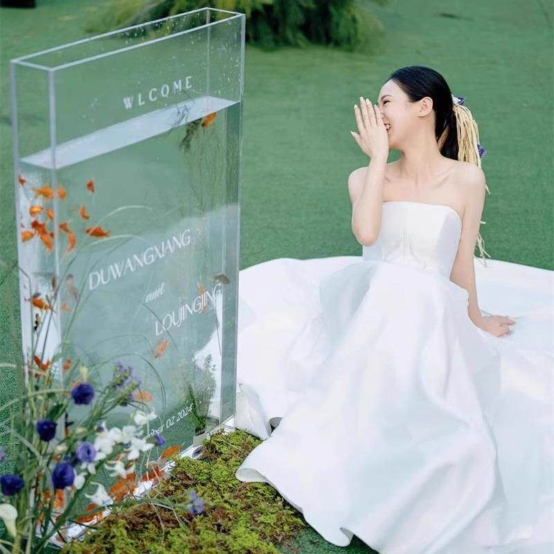 亚克力水缸鱼缸摄影婚礼拍摄道具透明浅水槽托盘实验水箱盒子