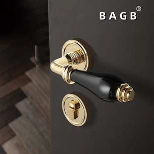 中古风锌合金陶瓷房门把手静音家用磁吸陶瓷锁具卧室门锁 BAGB法式