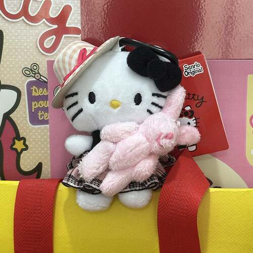 【粉色英伦风】包兔子HKitty挂件可爱饰品粉色公仔毛绒挂饰礼物新